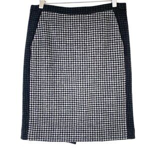 J. Crew pencil skirt in a wool blend,  two-tone houndstooth pattern, lined